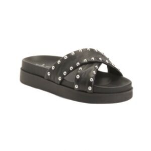 Black Studded Slide Sandals